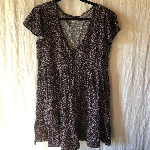 NWOT Aeropostale pullover mini dress flowing floral dress v neck size L - Picture 1 of 8